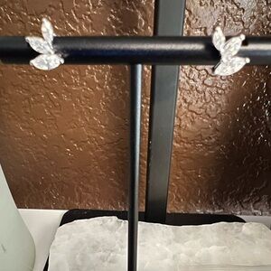 Moissanite Sterling Silver Leaf/Wings Earrings